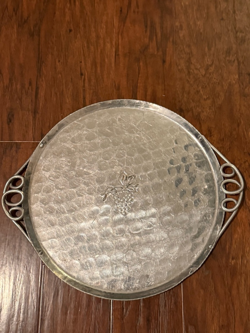 Vintage Tray - Aluminum Round Hammered Tray by Buenilum - Vintage 1930s